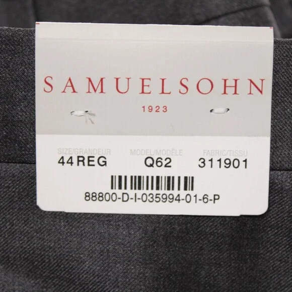 Samuelsohn NWD Dress Pants Size 44 US In Solid Gray 100% Wool Q62